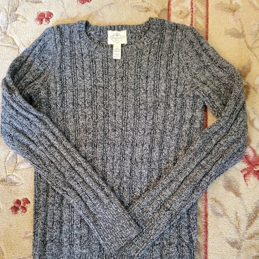 Gray/Blk marled, crew neck sweater